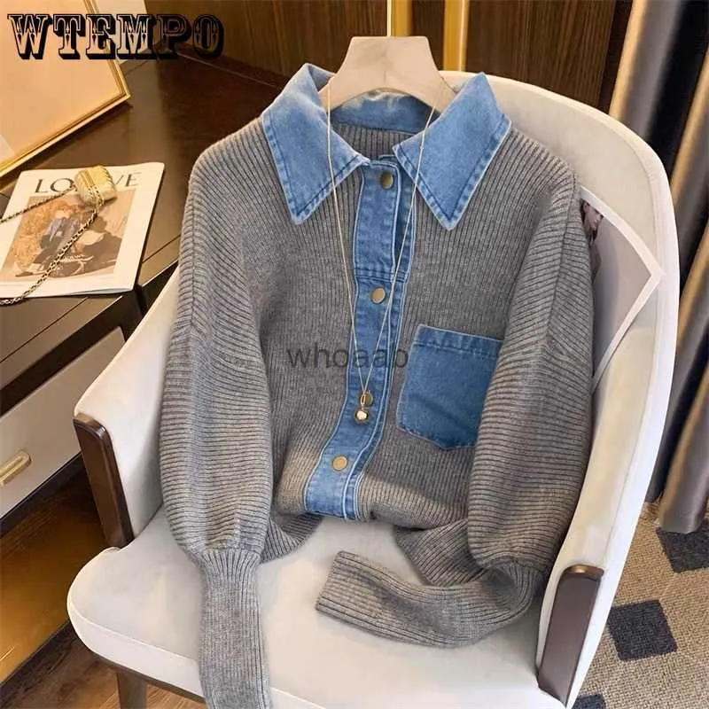 Frauen Casual Denim Spcling Gestrickte Jacke Herbst Langarm Einreiher Warme Weiche Pullover Strickjacke Hochwertige Strickwaren Mantel HKD230829