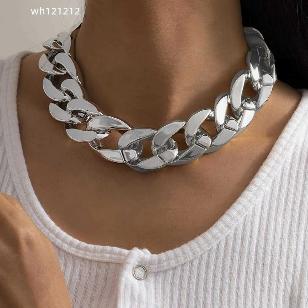 VCAGIREST Punk Cuban Link Choker Naszyjnik Lekki Chunky Naszyjnik Owalny Łańcuch Link Naszyjnik Biżuter