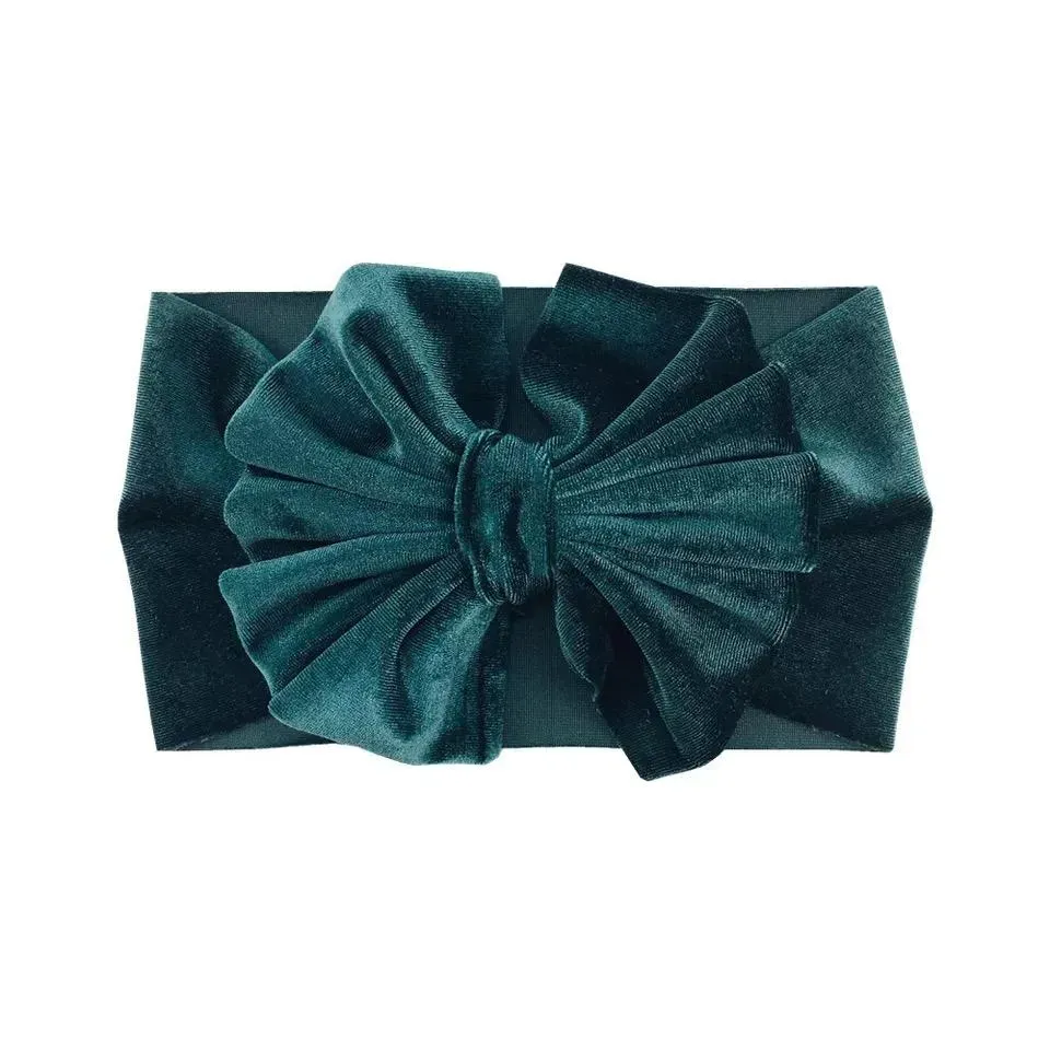 Cute Big Bow Hairband Baby Kids Girls Toddler Velvet Elastic Headband Knotted Turban Head Wraps Bowknot Hair Accessorie5407788