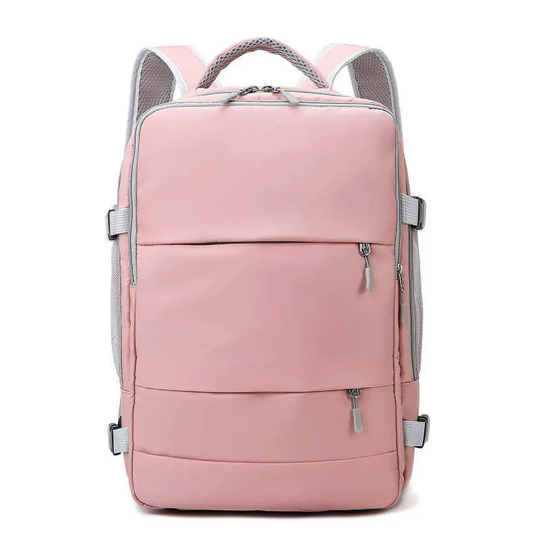 Rosa kvinnor reser ryggsäckvattenavvisande anti-stöld stilfull dagpackväska med bagage rem USB laddning port ryggsäck hkd230828
