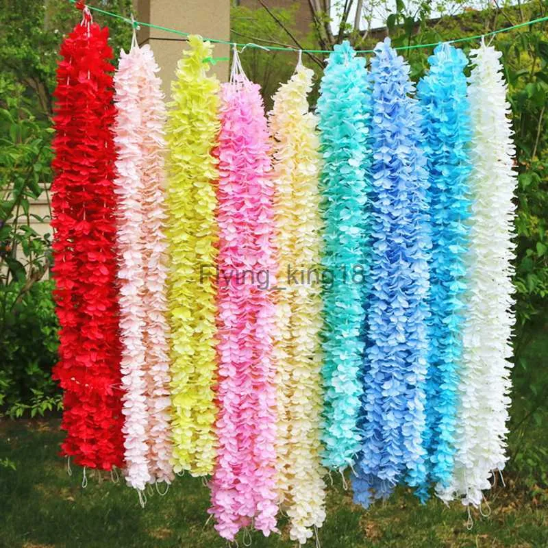 10pc / Lot Artificial Wisteria Flower Orchid Vine Ceiling Decor Garland Hanging Fake Flowers for Party Wedding Rattan Silk HKD230829