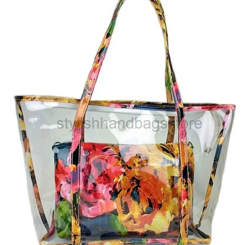 Sacs à bandoulière Sac de plage pour femme Sac à bandoulière en gelée PVC Pochette imprimée à fermeture éclair Mini sac à main Transparent Handbagstylishhandbagsstore