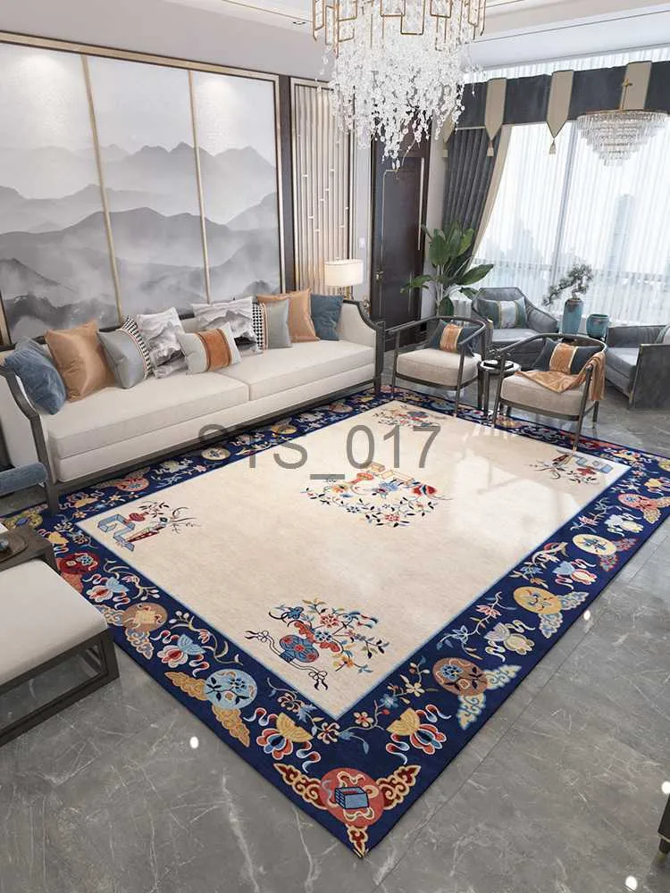 Carpets Retro Chinese Style Luxury Large Area Living Room Carpet Comfortable Bedroom Carpets Art Home Decoration Aesthetic Rug Tapis x0829