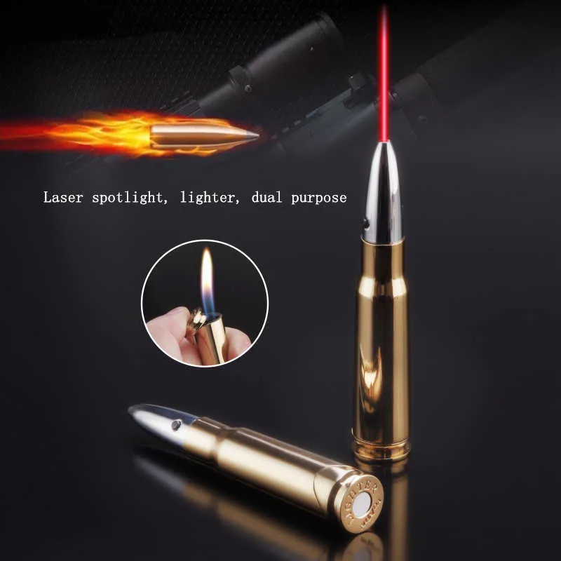 Ny Bullet Laser Infrared No Gas Lighter Military Creative Model Warhead Open Flame Men's Smoking Set Gadgets XUV4