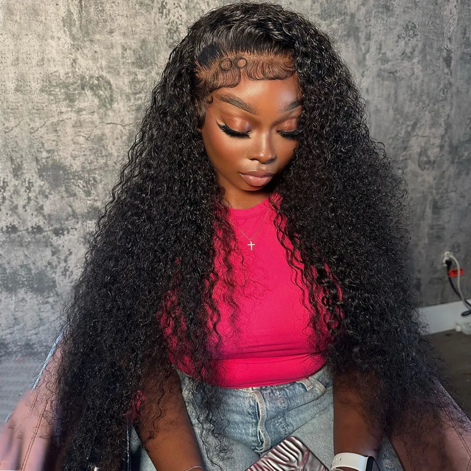 Siyah kadınlar için 40 inç kıvırcık ön insan perukları ön hazırlıklı brezilya saçları 13x4 derin dalga frontal 13x6 hd dantel peruk