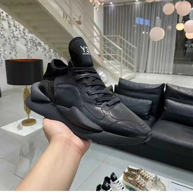 Design y-3 kaiwa sneakers män kvinnor skor y3 chunky plattform sport läder casual promenad tränare