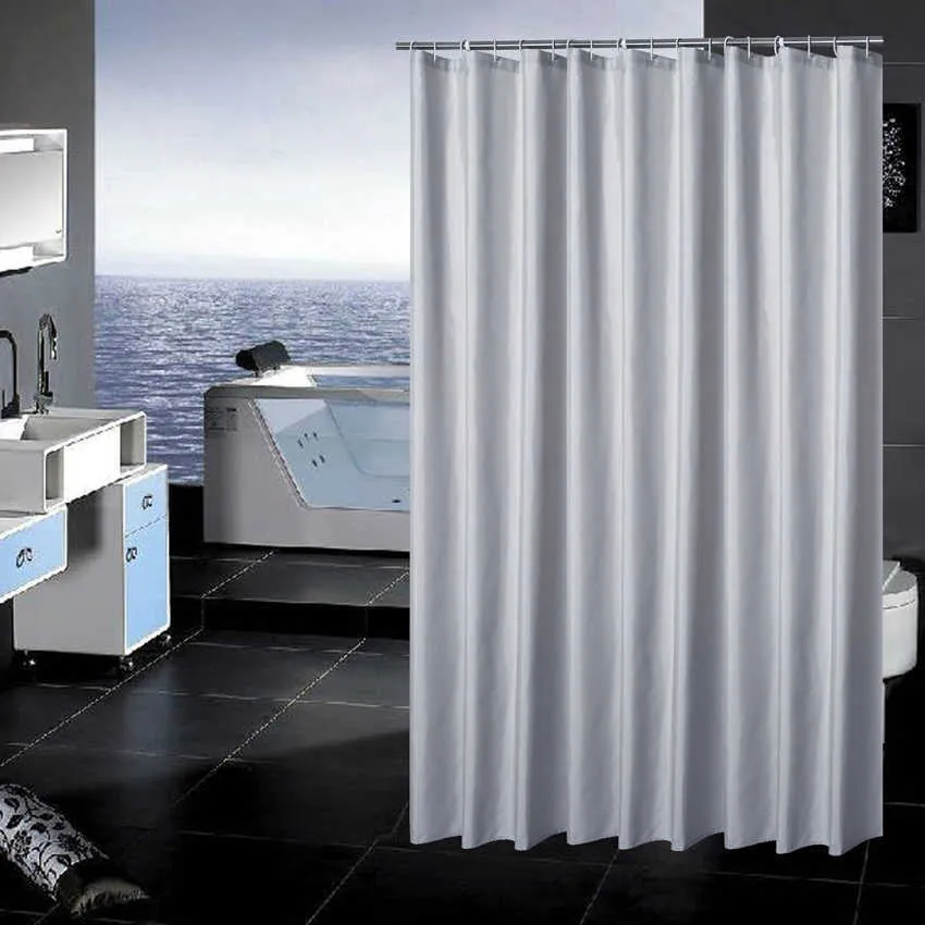 Cortinas de ducha modernas de Color negro, tela impermeable, Color sólido,  para bañera, cubierta de baño