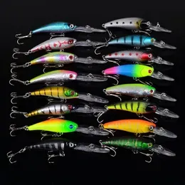 16pcs set Minnow Fishing Lures Mixed 2 Models 16 Color Minnow Fishing Wobblers Crankbaits Mix Fishing Tackle279O