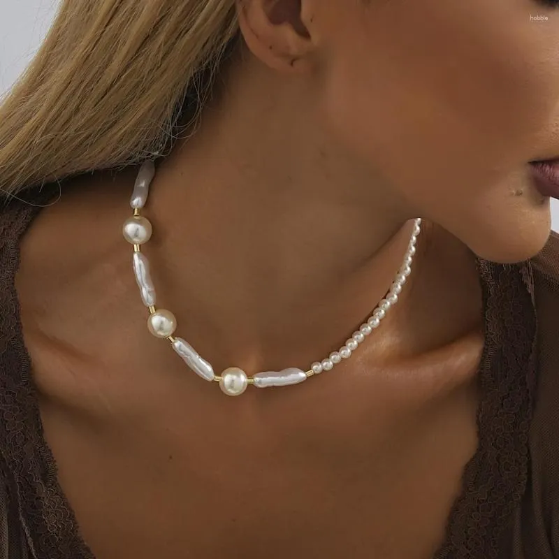 Choker retro oregelbunden imitation pärlhalsband för kvinnor mode trend damer street s smycken grossist direktförsäljning