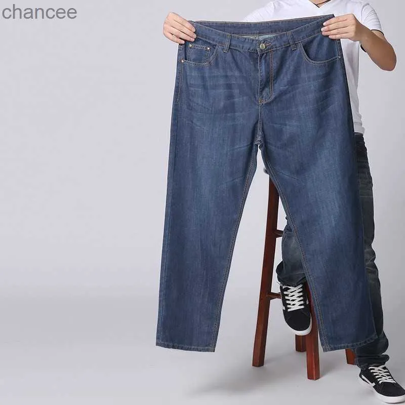 Jeans homme pantalon droit Super grand vêtements 2019 nouveau pas cher bleu régulier mode décontracté Plus taille supplémentaire Jeans 36 47 48 HKD230829