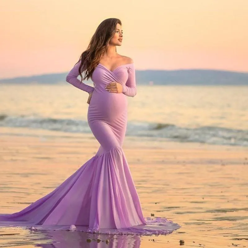 Dresses Fishtail Evening Dress Maternity Photography Props Pregnancy Dress Photography Maternity Dresses for Photo Shoot Maxi Dresses