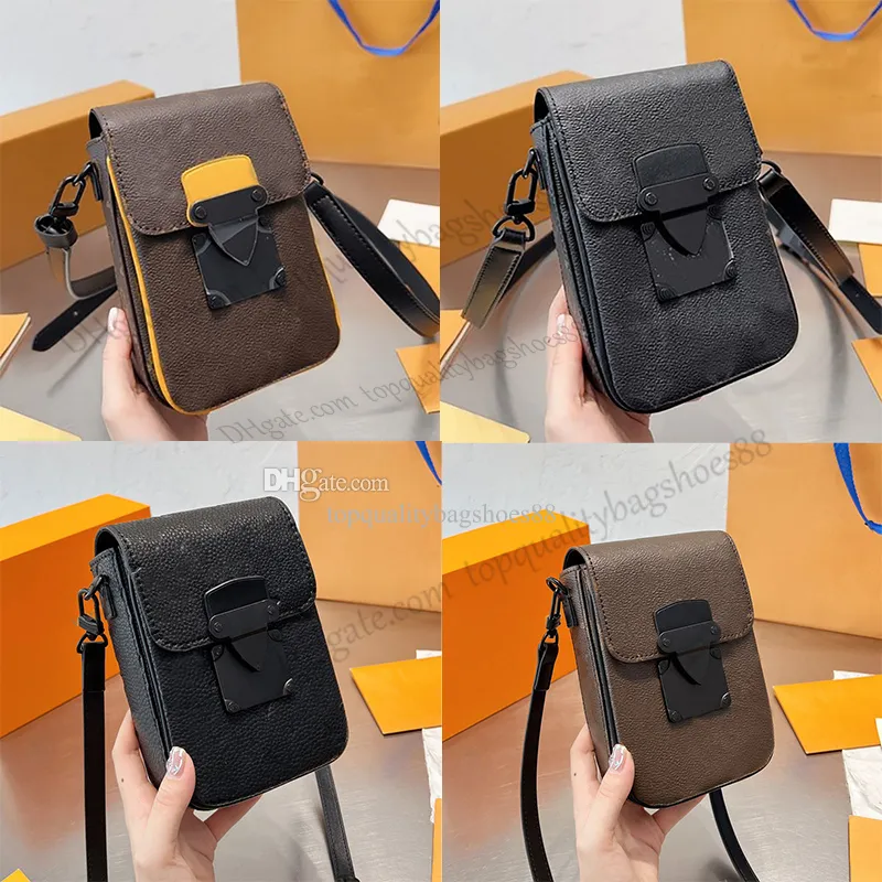 S-Lock Vertical wearable wallet embossed leather trunk bag Designer Women men shoulder Crossbody bag Brand Mini Phone Purse S Lock magnetic closure