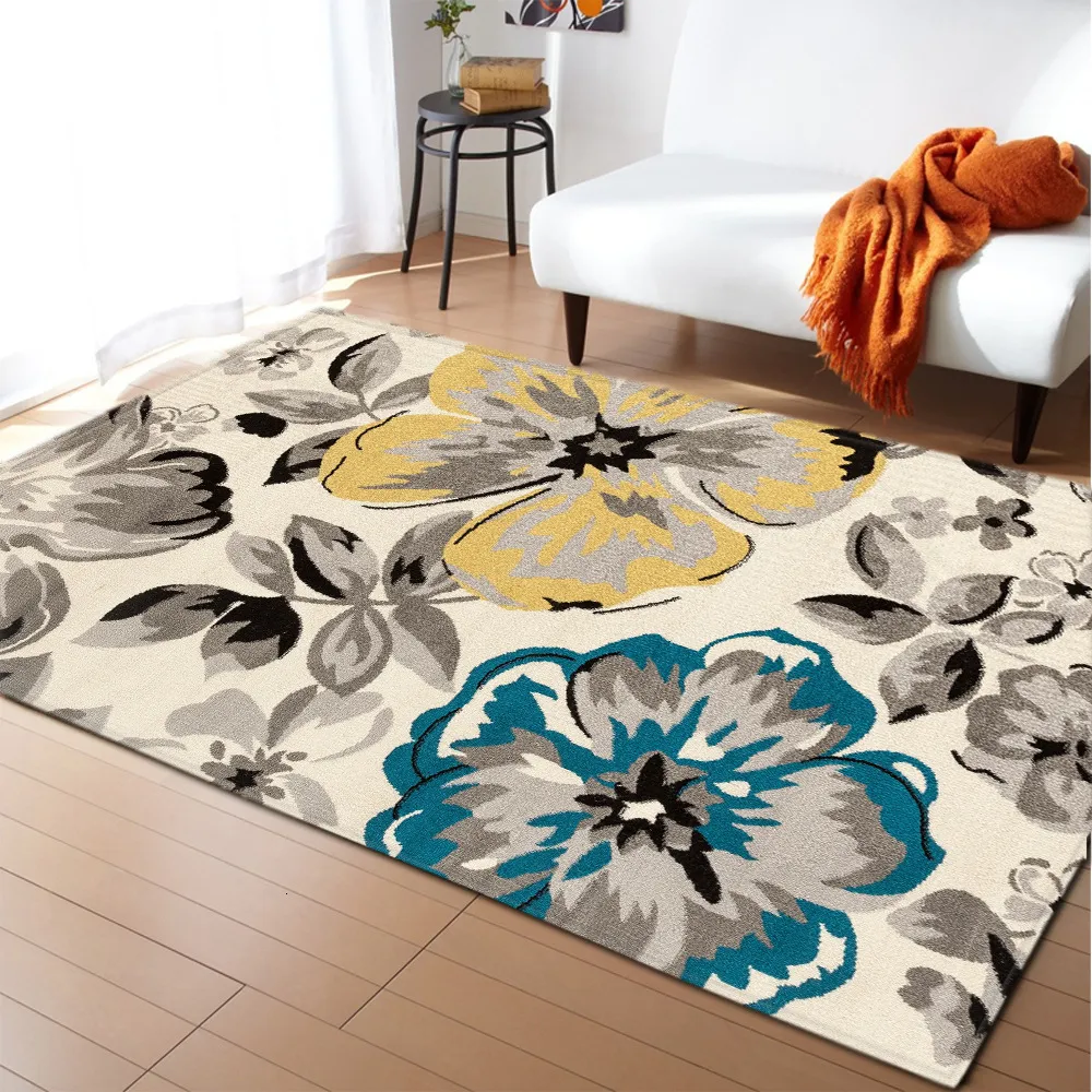 Tapis 3D rétro fleur plante feuilles cuisine tapis de sol maison entrée tapis porte antidérapant salon tapis salle de bain Alfombra 230828