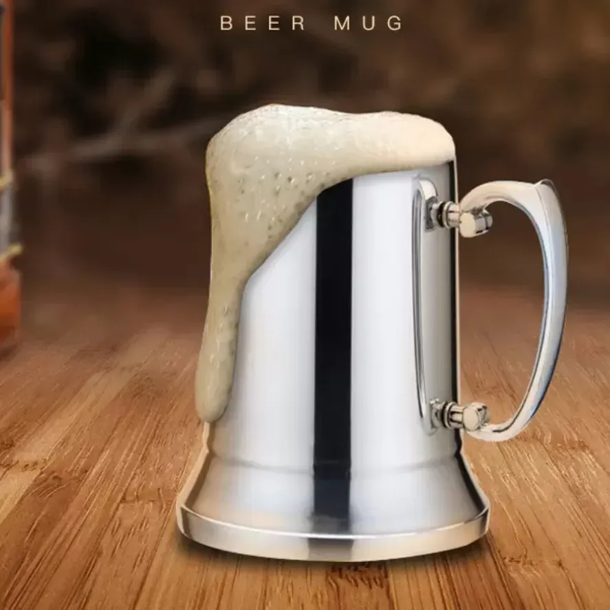 Double Wall Stainless Steel Tankard Beer Mug Shaker Enjoy Favourite Beer Drinks Style Handle In - Foto 4