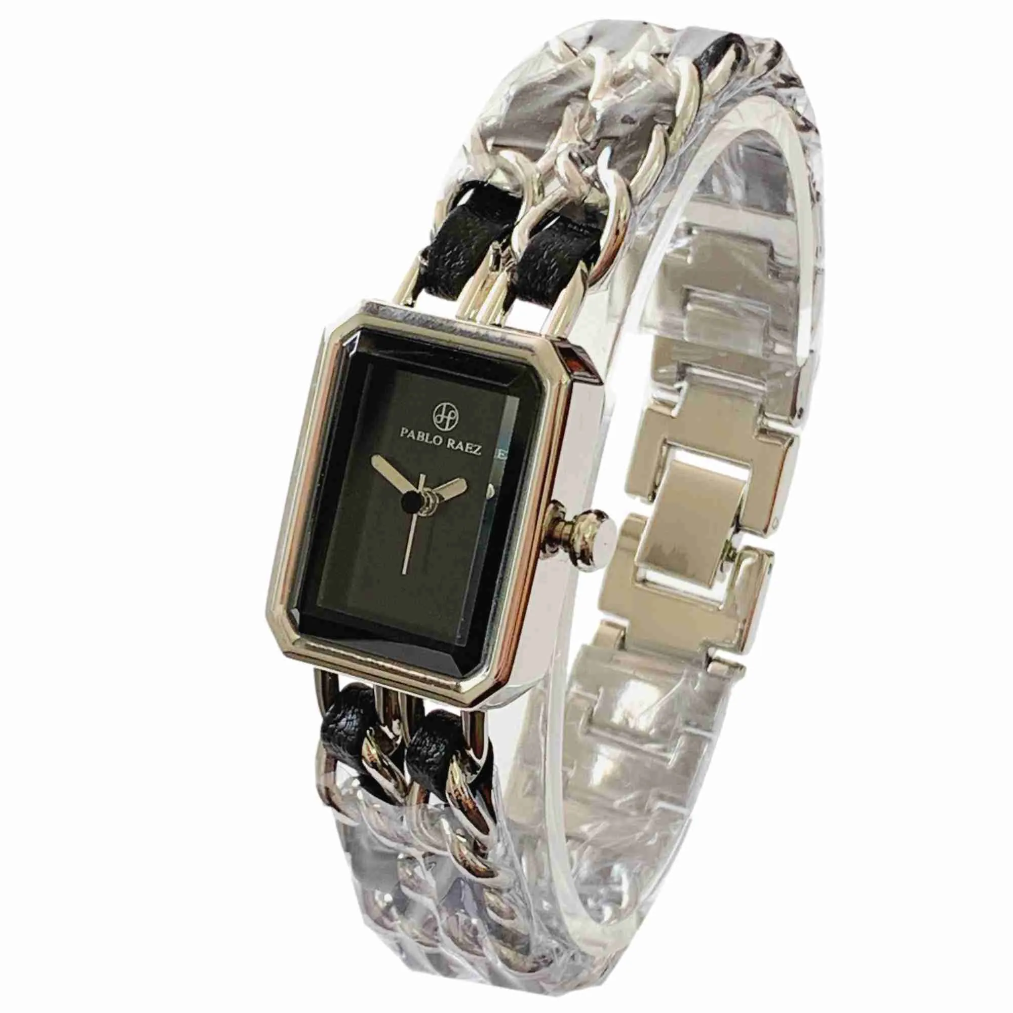 Women’s Pablo Raez Black Leather Watch with Silver Case PABLO RAEZ Top New Luxury Women Watch Square Golden  main image 4