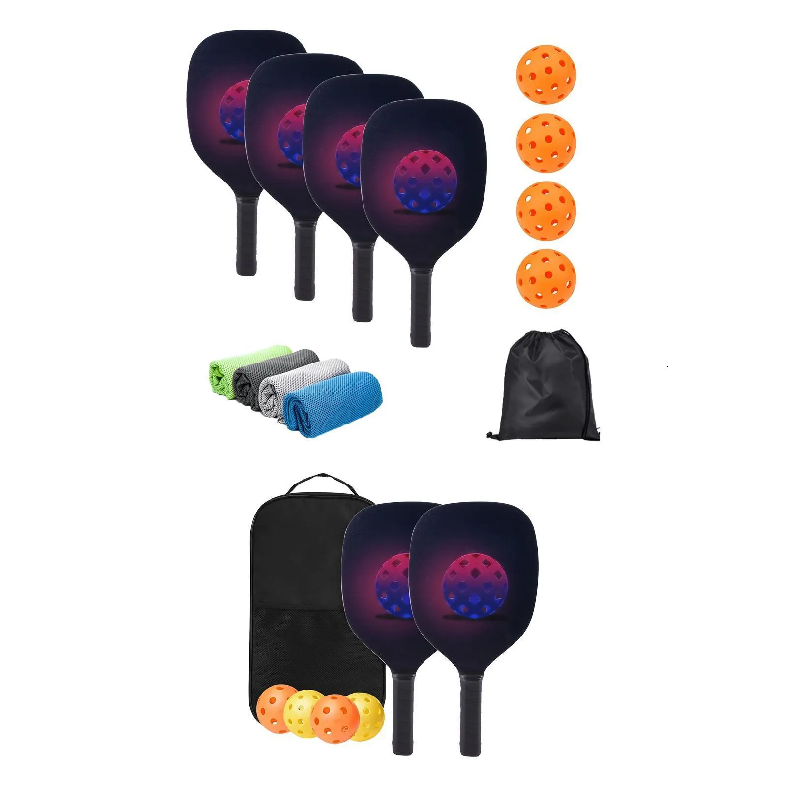 Portable Pickleball Paddles Set Rackets 1 Bag with 4 Balls Lightweight Comfort