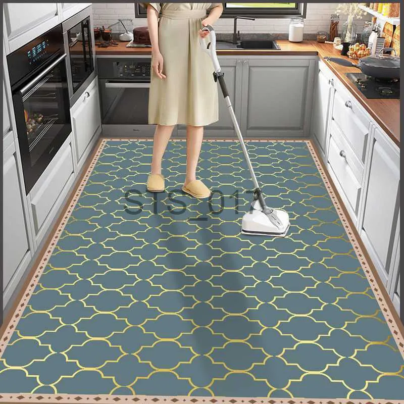 Mattor Lätt lyxiga PVC-mattor för vardagsrumsdekoration Stora mattan Non-Slip Kitchen Leather Carpets Oljebeständiga golvmattor X0829