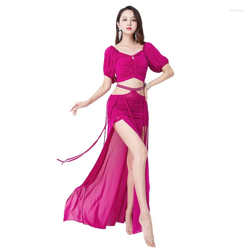 Stage Wear Belly Dance Top Long Skirt Set Performance Suit Carnaval Disfraces Adults Sexy Festival Rave Outfit Vestido Gitana