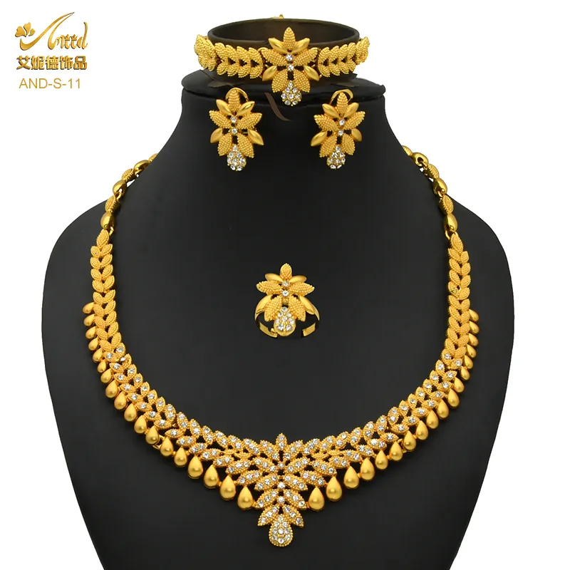 Charm Bracelets ANIID African Jewelry Set Big Necklace Dubai Ethiopian Gold Color Jewelery Earring Bracelet For Women Bridal Choker Wholesale 230828