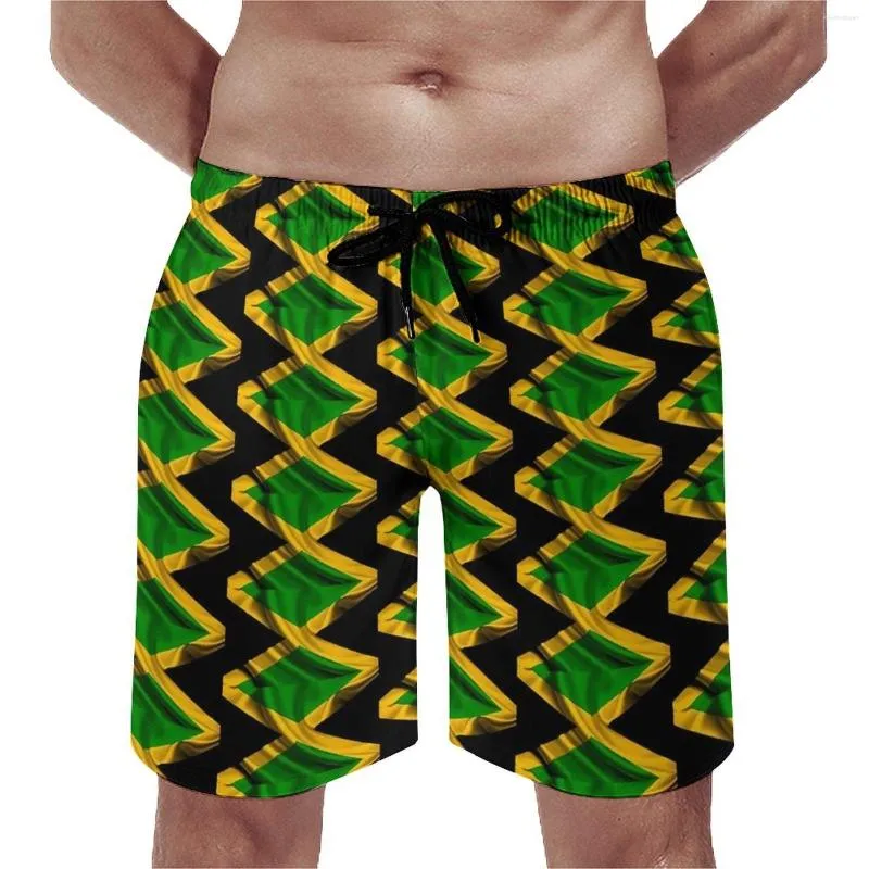 Herr shorts jamaicansk flaggbräda sommar abstrakt flaggor retro strand korta byxor manlig sport fitness snabb torra anpassade stammar