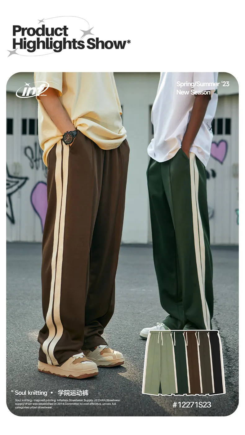 神シルエット◎ 90s~ Stripe Design 2 Tuck Slacks Vintage Stripe Track Pants - Mens Wide Leg Trousers, Elastic
