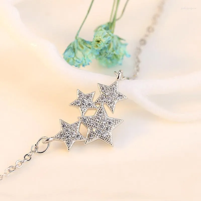 Chains Sterling Sier Diamond Star Necklace Women's Hollow Five-pointed Clavicle Chain Party Gift Jewellery_voghion.com