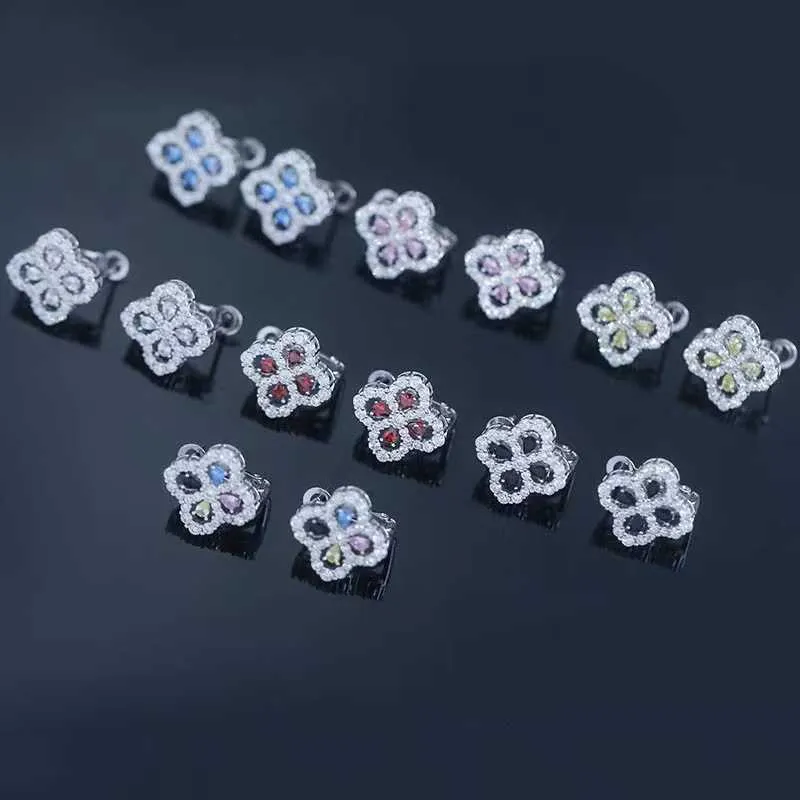 Boucles d'oreilles de créateurs Harry W Top de luxe en argent sterling 925 à quatre feuilles de fleurs à la mode petites et exquises boucles d'oreilles de style plein de diamants accessoires cadeaux bijoux AA