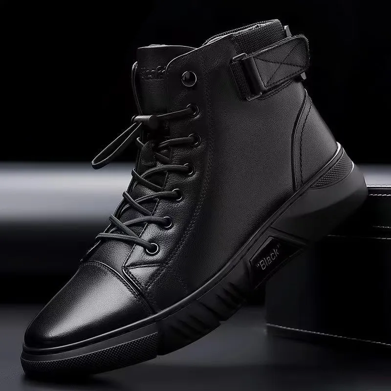 Boots Men's Motorcycle Boots Comfortable Platform Boots Men Outdoor High Top Leather Boots Fashion Comfortable Waterproof Men Shoes 230829