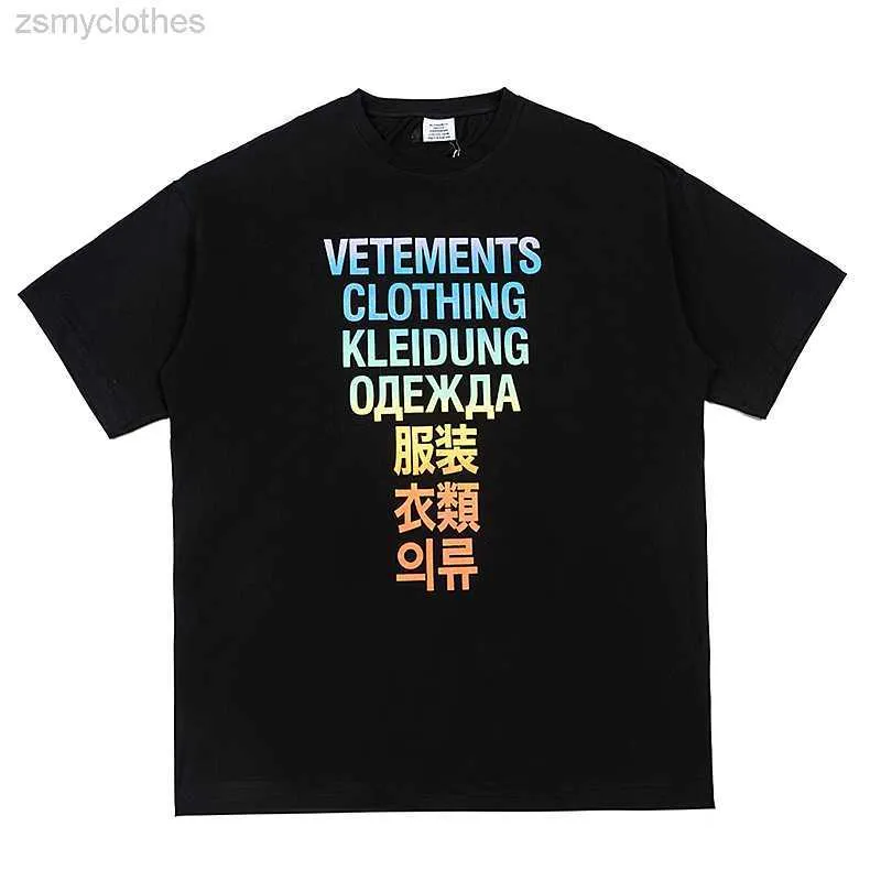 Homens camisetas Boa qualidade 2023 vetements moda t-shirt homens vetements oversized camisas colarinho tonal bordado carta mulheres tees