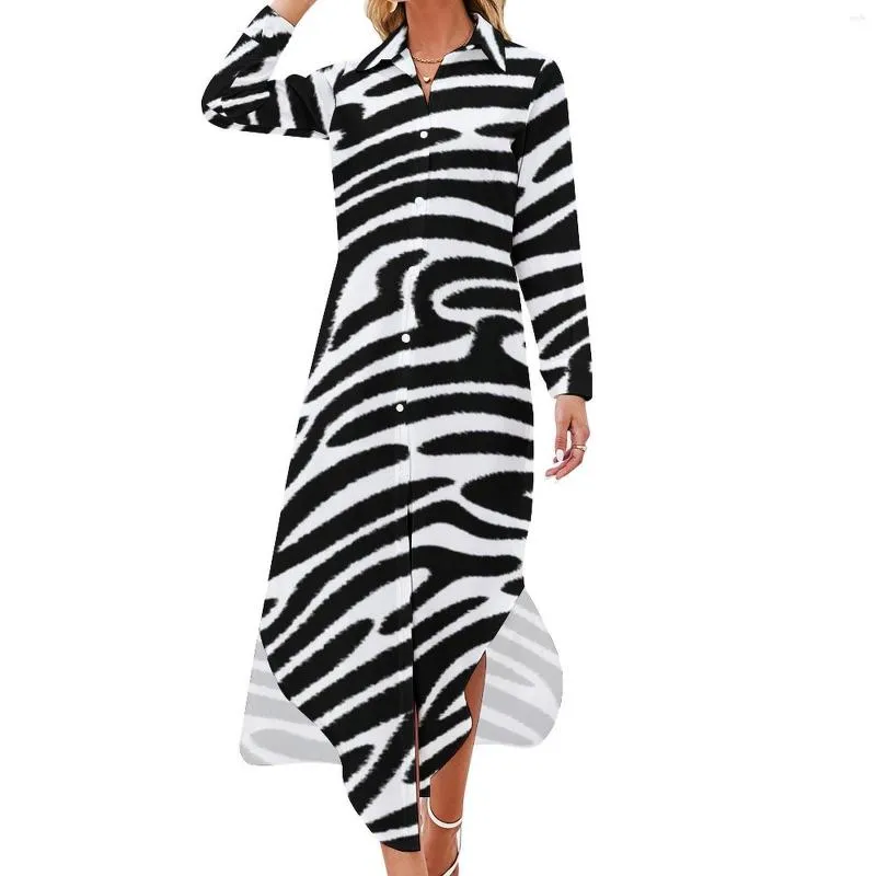 Vestidos casuales Black Zebra Stripes Vestido de gasa Animal Lindo Estético Damas Sexy Diseño Ropa 3XL 4XL 5XL