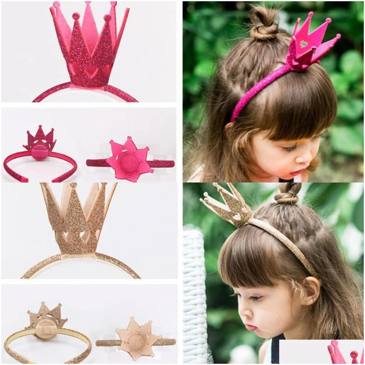 kids girls party hair hoop shiny tiara crown hair hoop birthday headwear hairband for new year fairy party christmas costumes