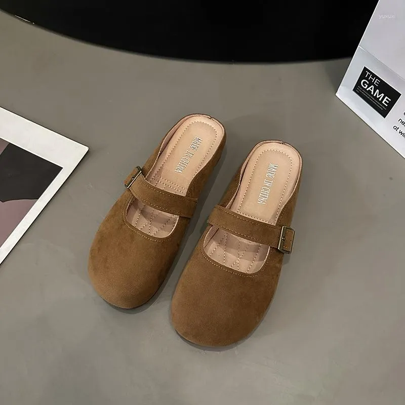 Slippers Baotou Half Voor Vrouwen Bovenkleding 2023 Zomer Veelzijdige Platte Bodem Lelijke Leuke Muller Schoen Vasteland China