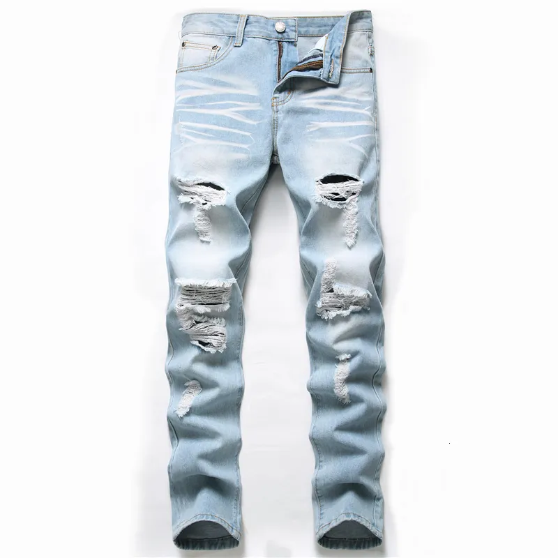 Herren Jeans Herbst Mode Retro Loch Männer Hosen Baumwolle Denim Hosen Männlich Plus Größe Hohe Qualität Drop 230829