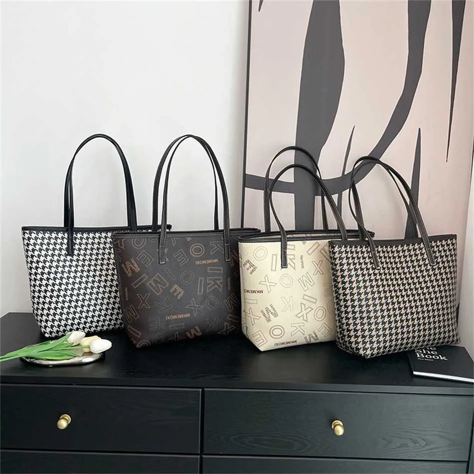 Exquisite Abendtaschen, modisch und vielseitig, Thousand Bird Grid Pendler-Schultertasche, bedruckt, mit großem Fassungsvermögen, fortschrittliche Sense of Foreign Style Tote 230828