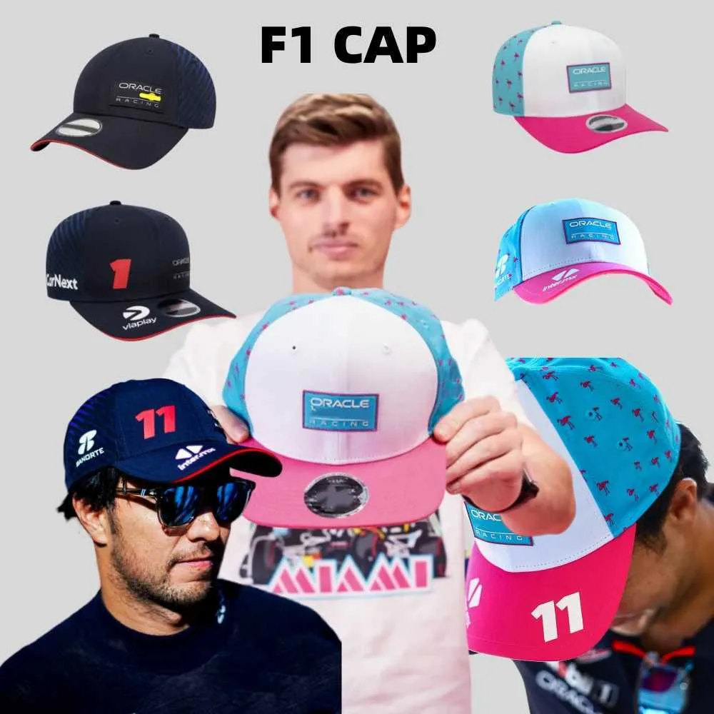 Red Color Bull Racing 2023 Sergio Perez Max Driver Cap F1 Miami Hat No.11 1 For-Mula One Baseball