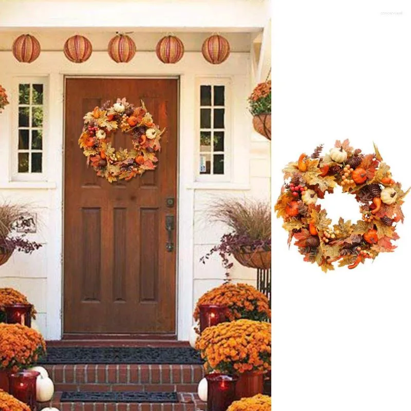 Decorative Flowers 5 Wreath Decor Pumpkin Home Door Maple Hanging Autumn Festival Legs For Crafts