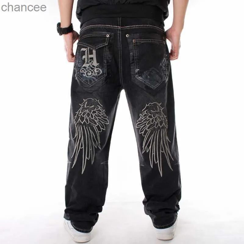 Nanaco homme lâche Baggy Jeans Hiphop Skateboard Denim pantalon Street Dance Hip Hop Rap mâle noir pantalon chinois taille 30-46 HKD230829