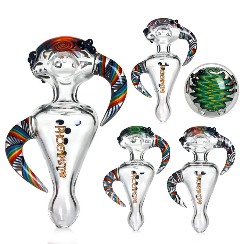 Phoenix Glass Handrohr Helix Funktion Löffel Rohre Rauchen Tabakglasblasen Helix Bongs Wasserrohre Rauchen Zubehör 5 Zoll