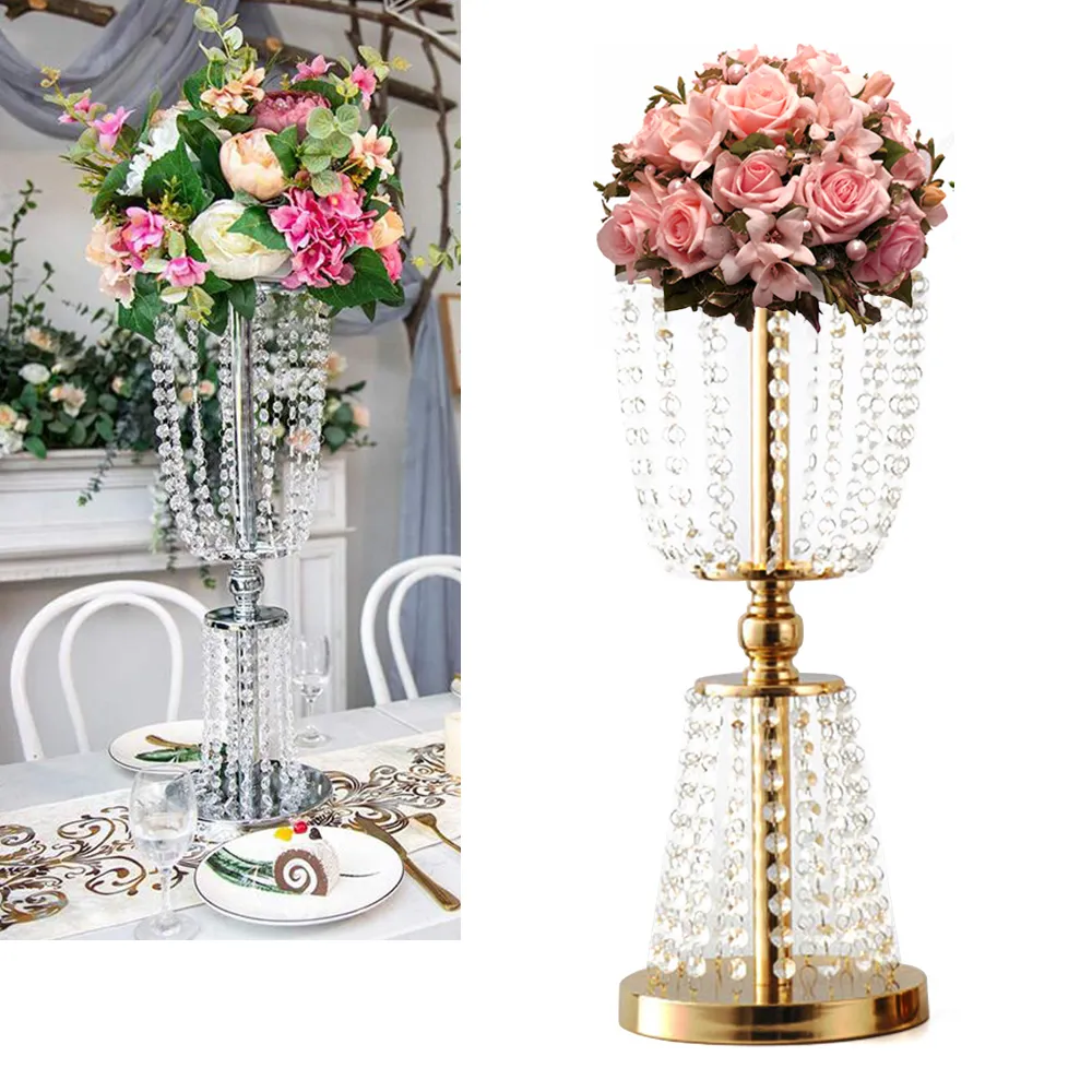 Vases 2Pcs Exquisite Wedding Flower Stand Golden Rack For Home el Dinner Holiday Party Activity Decoration 230829