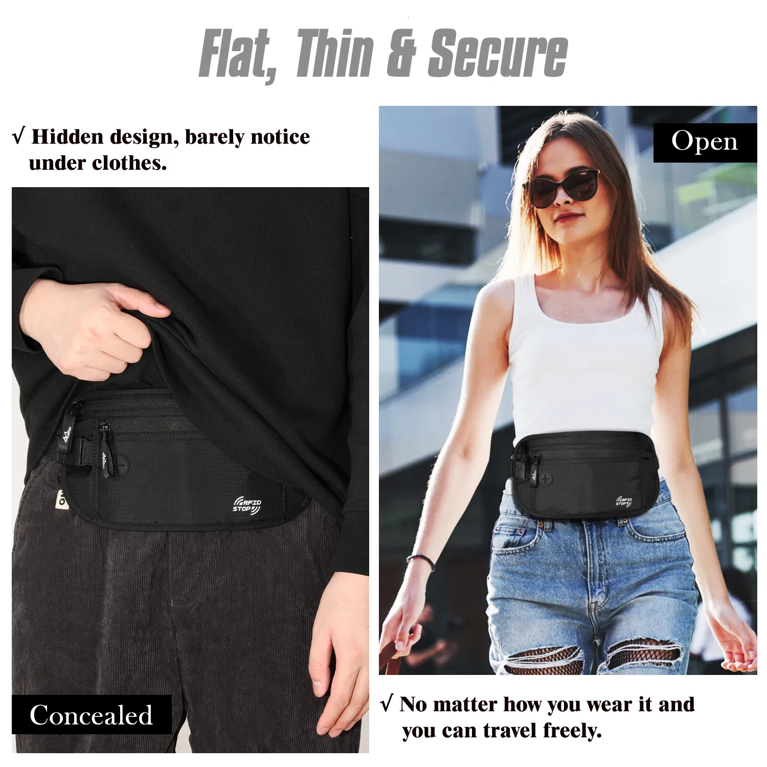 MoKo Secure RFID Blocking Aer Duffel Bag Undercover Travel Money Belt For  Men And Women Anti Theft Passport Wallet In Black 230828 From Huafei09,  $11.48