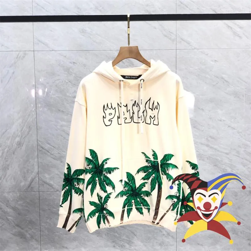 Erkek Hoodies Vintage Palm Ağacı Baskı Hoodie Erkek Kadınlar 1: 1 En Kaliteli Büyük Boy Kayısı Siyah Kapşonlu Tulluklar