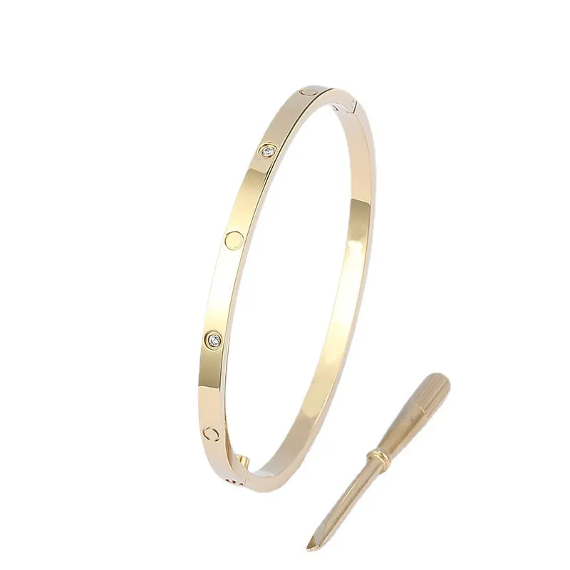 4MM Dunne 6e Titanium Staal Designer Bangle Vrouwen Mannen Liefde zilver rose goud Schroef Schroevendraaier Nagel Armbanden Armband Paar Jewelry277z