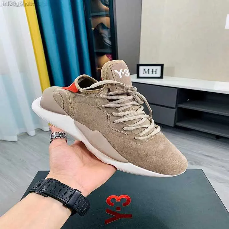 2023 Y3 Kaiwa Designer Running Shoes Men Women Leather Y3 Trace Khaki Black White Green Wolf Sneakers Trainers Sports Sports Ship Whit Box Size 39-44