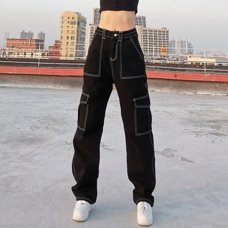 Harajuku Style High Waist Denim Pants For Women With Elastic Pockets Slim  Cargo Style Cargo Jeans Women For Girls And Fashionable Women From  Wang9856, $60.31