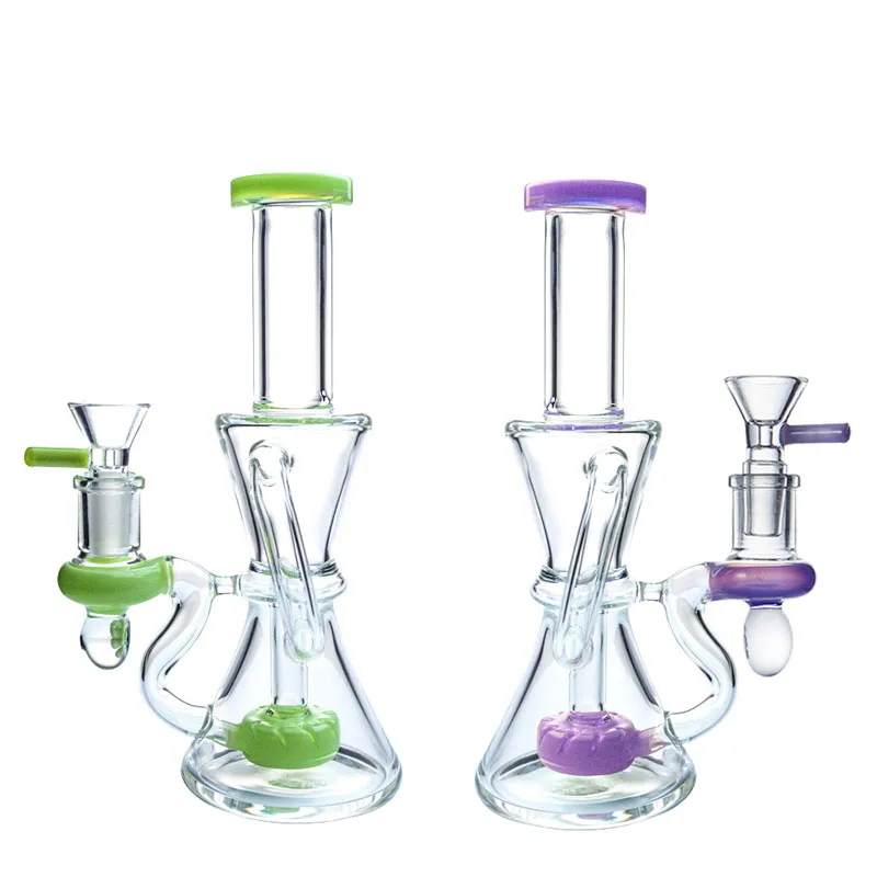 7 Inch Klein Hookahs Showerhead Perc Heady Glass Bongs 4mm Thick Recycler Glass Water Pipes Oil Dab Rigs 14mm Female Joint Bong With Bowl Hookah