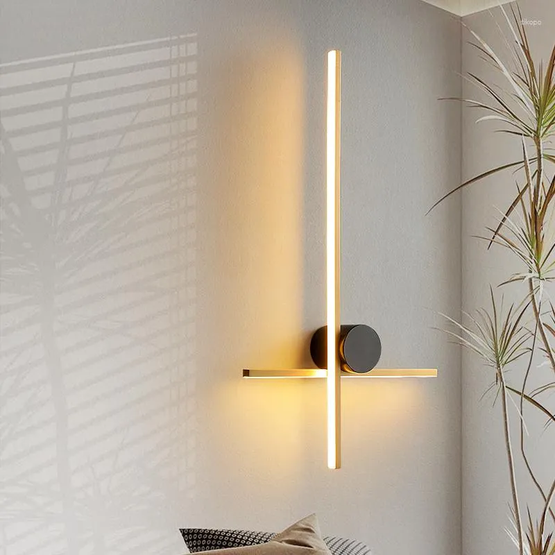 Wall Lamp Post-Modern Grille All-Copper Living Room TV Sofa Background Decorate Simple Strip Sconce Bedroom Bedside Luxury Light