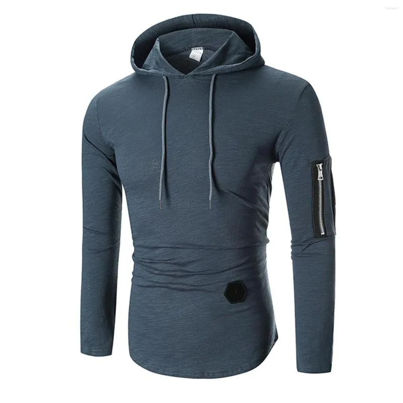 Herren-Kapuzenpullover, Game Day-Sweatshirt, Herren, Winter, einfarbig, seitlicher Reißverschluss, Kapuze, schmal, langärmelig, Blusen