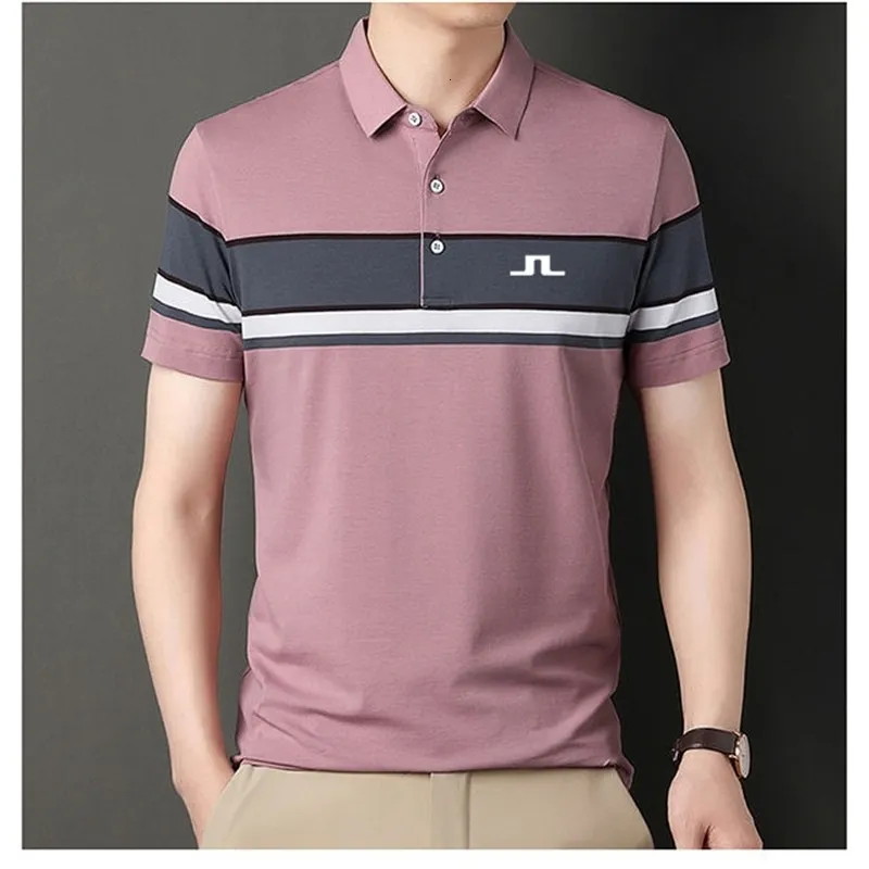 Polos masculinos J Lindeberg Golf Wear Homens Casual Moda Roupas de Golfe Verão Homens Golf T-shirt Respirável Mens Tops Mangas Curtas Camisas de Golfe 230828