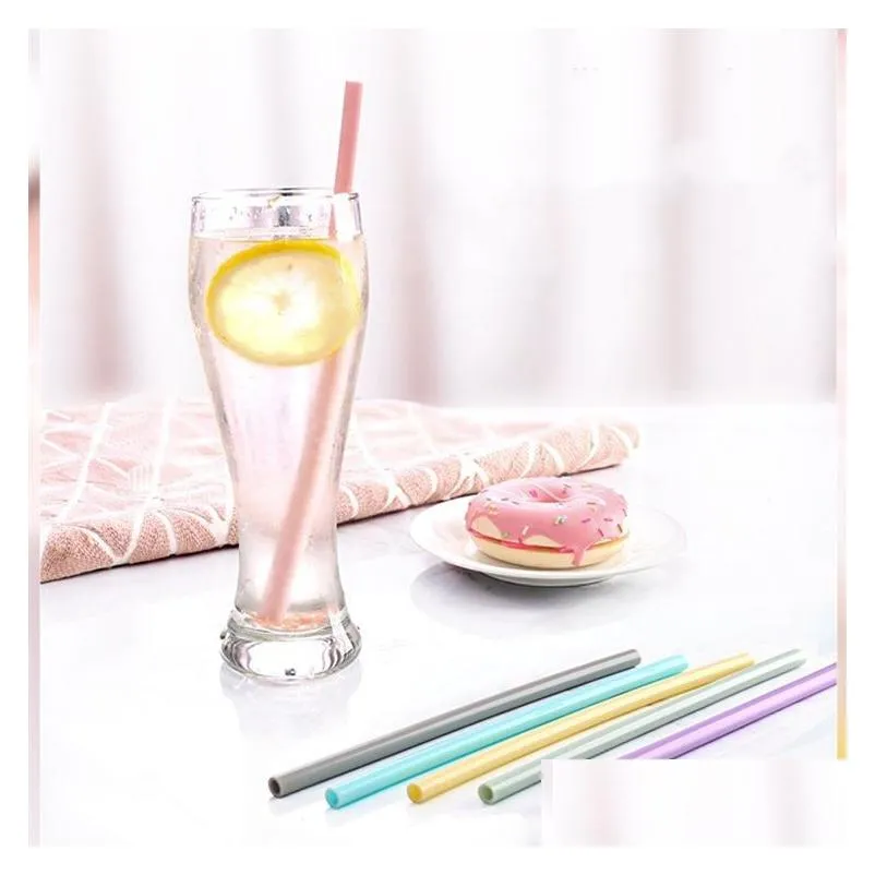Drinking Straws 200Pcs Sile Sts Straight Curve St Water Cocktail Milk Coffee Recyclable Food Grade T500135 Drop Delivery Home Garden K Dhyax
