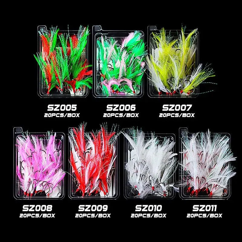 Ok Box Fishing Treble Hooks Feather Dressed Flash Hook Round Kit